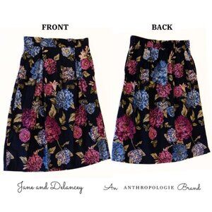 Anthropologie Jane and Delancey Floral Print Midi Skirt With Pockets, Size M